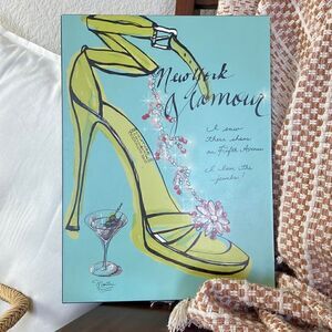 New York Glamour Wood Frame Heel Shie Martini Decor Painting